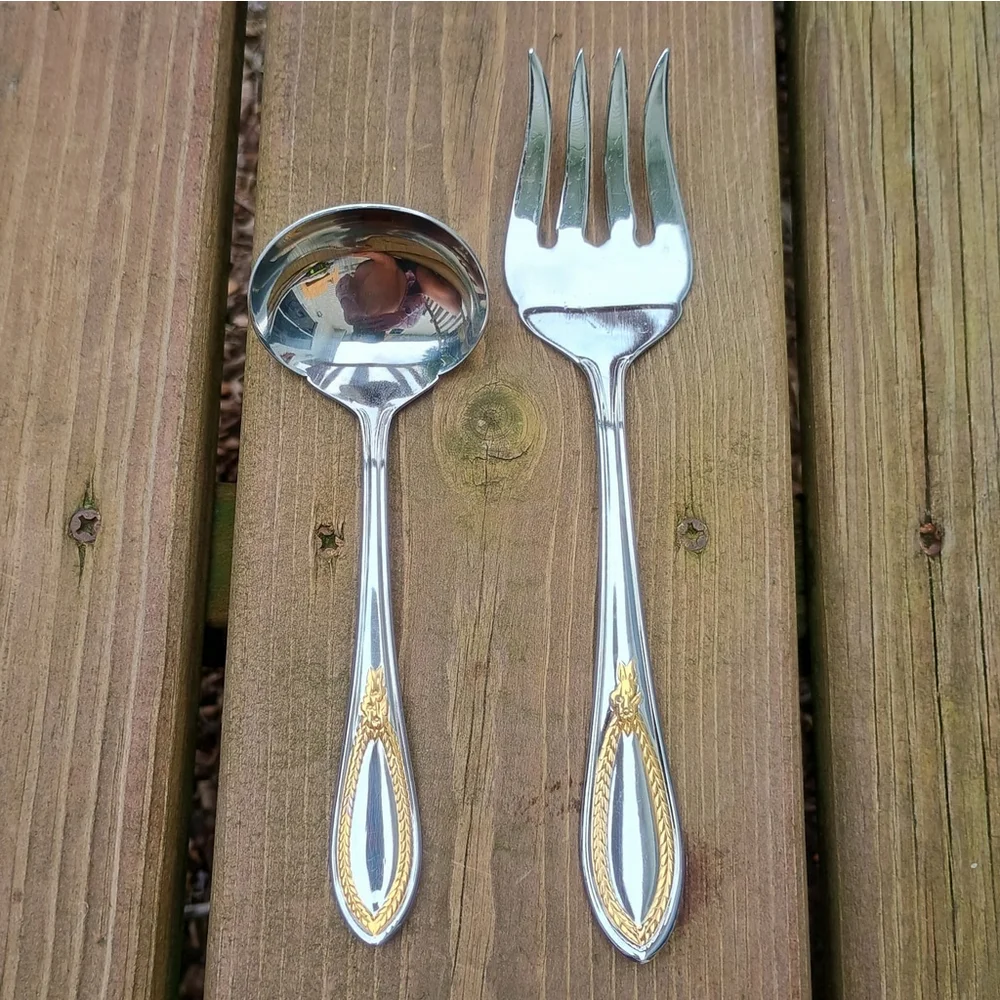 Mayfair Gold By Yamazaki 2 Piece Serving Set Meat Fork Ladle